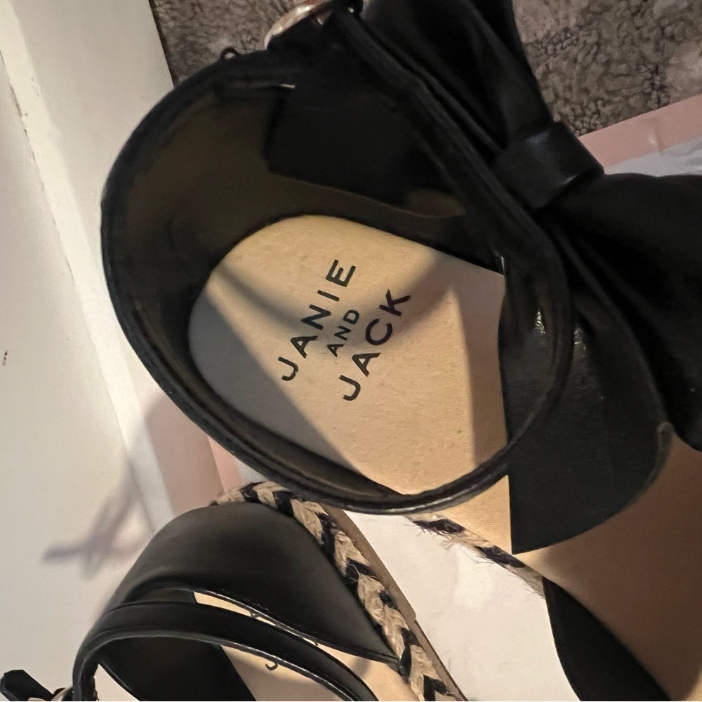 Janie & Jack Bow Strap Espadrille Black Size 1 - Picture 3 of 6